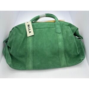 M.I.L.A Womens Large Ria Duffle Bag Pea Green Suede Boho Travel Weekender